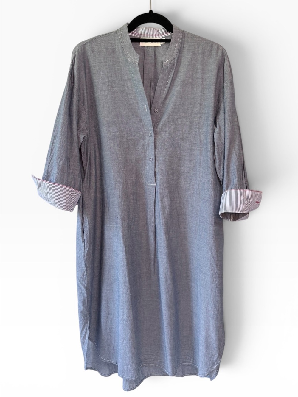 Mer Sea Essentials Cotton Lightweight Shirtdress Blue Grey Size Small